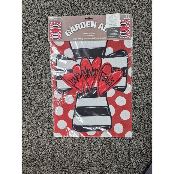 "Love Never Fails" Garden Art Flag 18x12 By Magnolia Lane - Picture 2 of 2